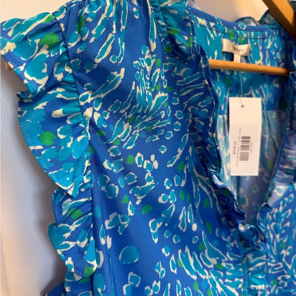 NWT 100% Silk Blue Patterned Women's Top - Picture 4 of 4